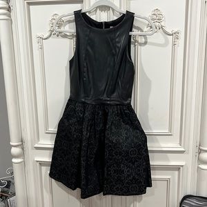 black love ady, x small dress, faux leather top with pockets